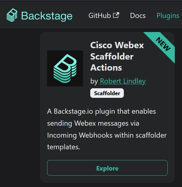 Backstage.io Plugins List with the new Webex Module for Backstage Scaffolder