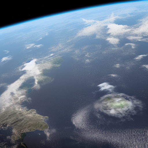 Positive prompt:“a world, earth, seen from space, 8k, unreal engine, detailed, photorealistic”